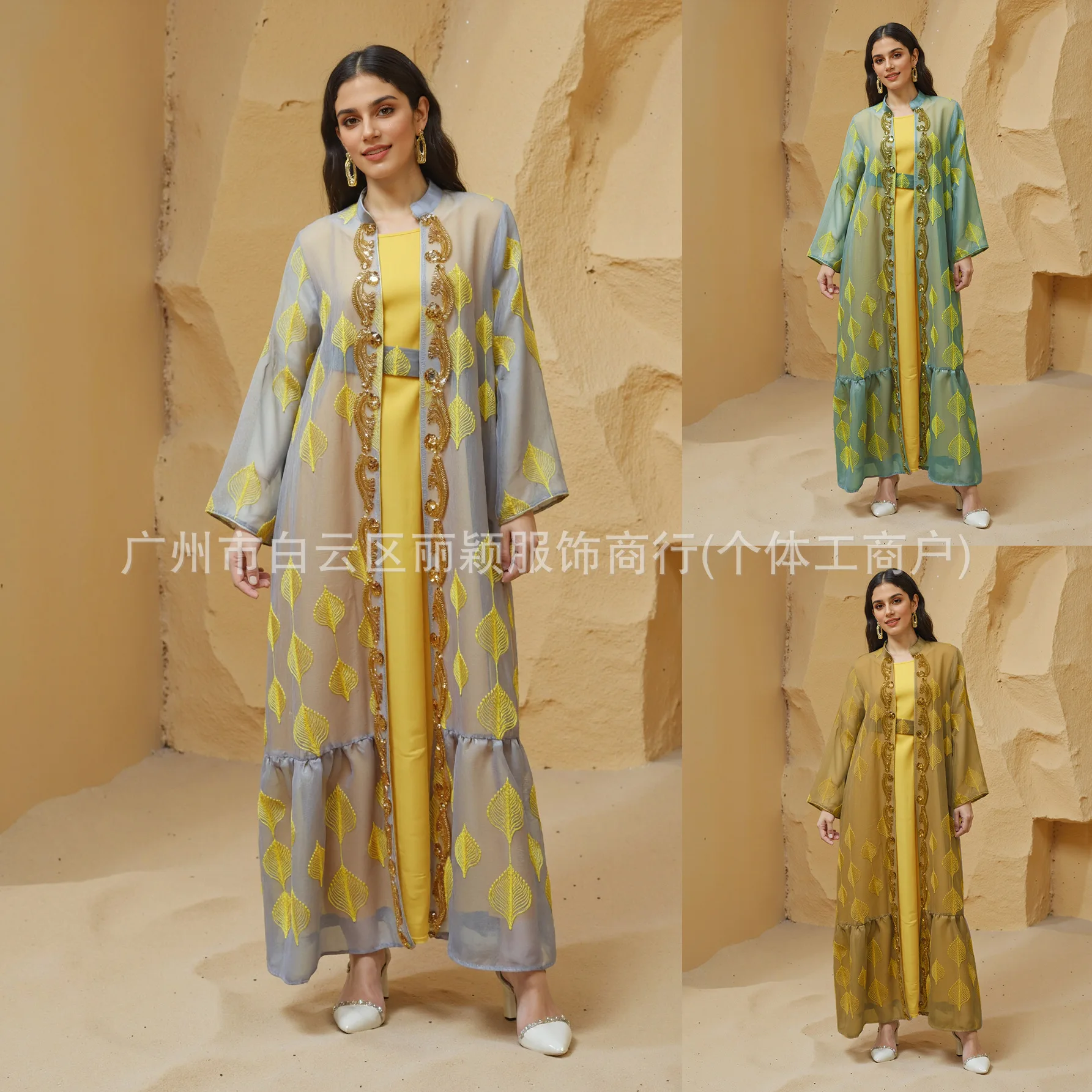 

Платье Костюм Женский Ид Мусульманская Вечеринка Открытые Платья Абая Вышивка Комплекты из 2 предметов Длинный Халат Джалабия Абая Кафтан Рамадан Vestidos