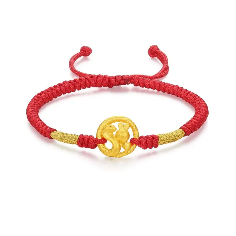 2025 Year of the Snake Benmingnian Gold Color Rabbit Red String Bracelet Zodiac Couple Gift