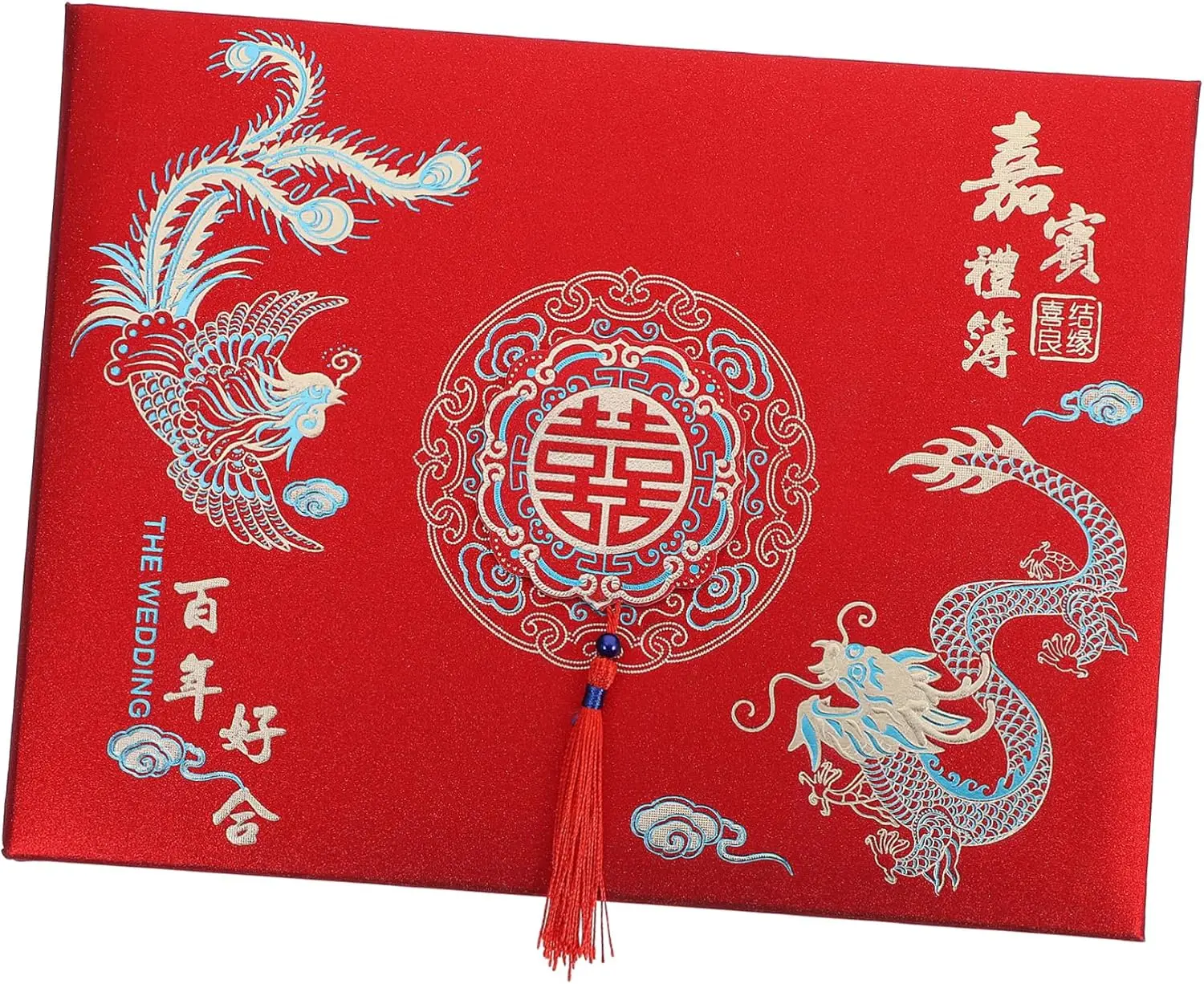 Livre D'or De Mariage Chinois Avec Pompon Livre D'enregistrement Des Invités Du Bonheur Livre De Registre De Réception