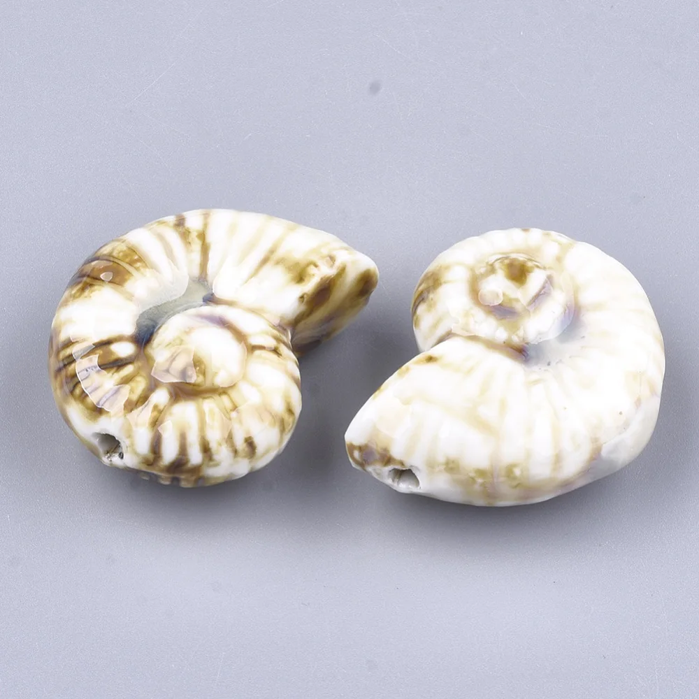 20Pcs Sea Snail Handmade Porcelain Beads Sea Ocean Style Ceramic Charm Bead for Jewelry Making Beading Kit Bracelets Supplies