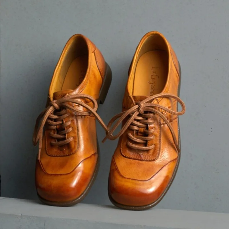 Nobility Women's Shoes Handmade Genuine Leather Oxford Shoes for Woman Luxury Britain Casual Shoe Designer Shoes Zapatos Mujer