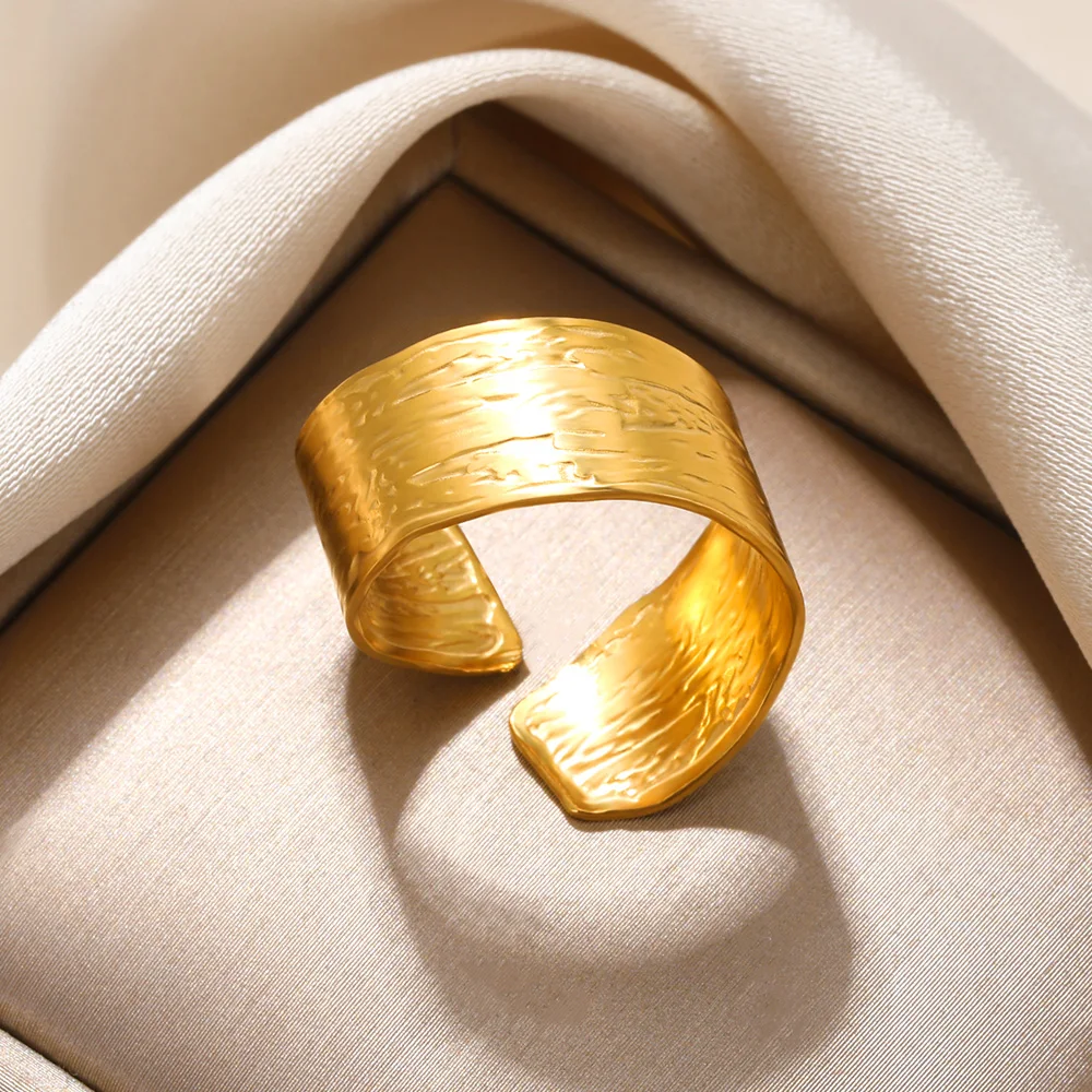 Fashion Irregular Ring For Women Gold Color Stainless Steel Geometric Adjustable Open Finger Ring Party Jewelry Gift