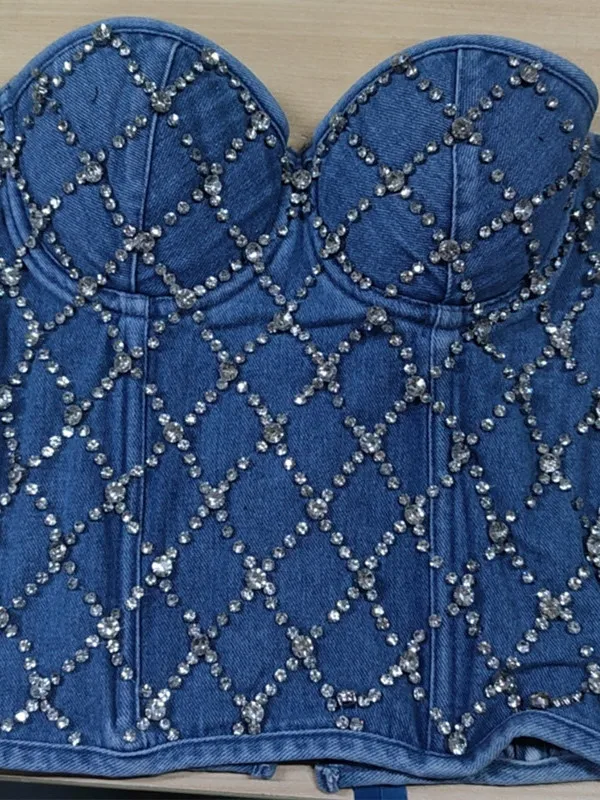 

Женский жилет с низким вырезом и высокой талией из бисера, модный летний укороченный топ на пуговицах с жемчугом, повседневная одежда