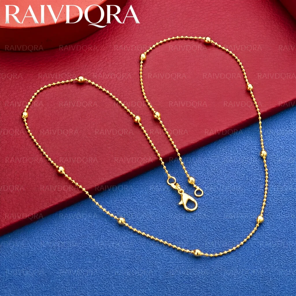 18K Gold Plated 40-60cm Round Bead Chain Necklace For Men and Women Fashion Jewelry Exquisite Party Engagement Wedding Gift