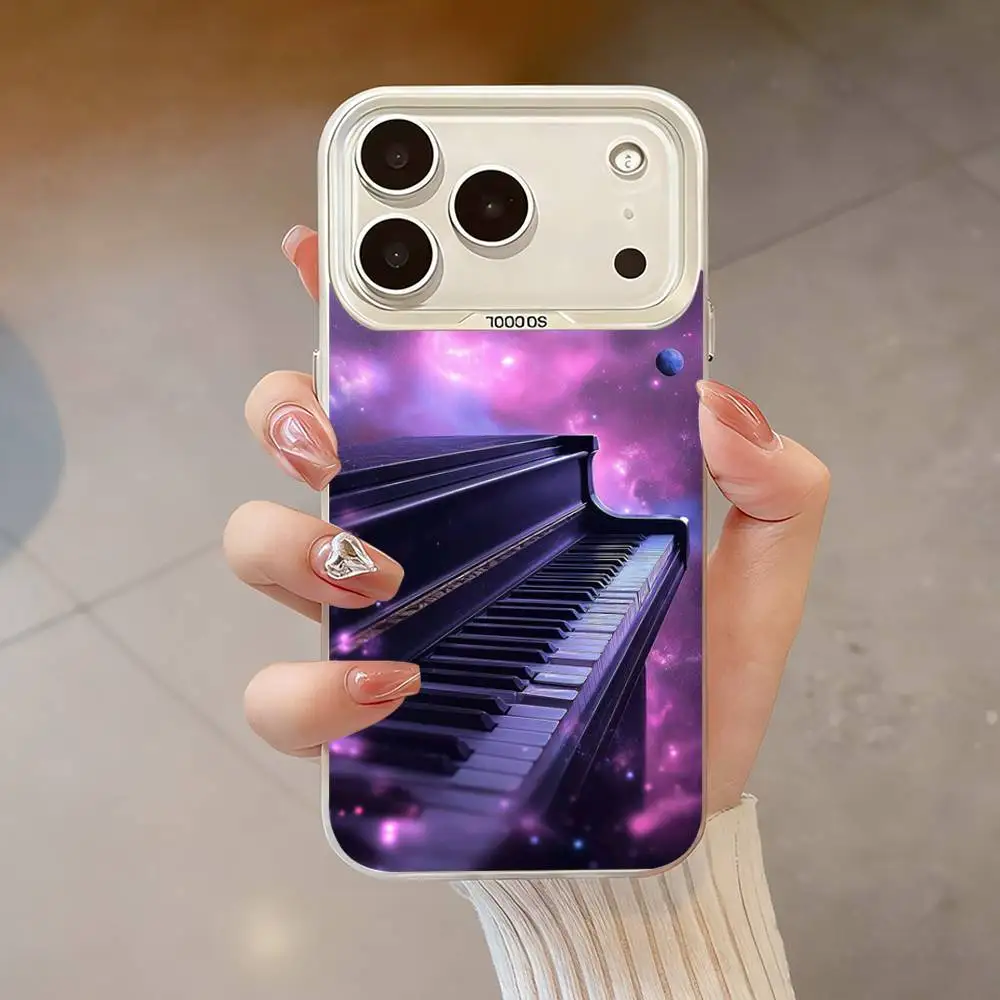 Starry Sky Piano Art Phone Case For iPhone 17,16,13,12,X,11,15,14,Pro,Max,Plus,SE4,Air,Mini White IMD HD Matte