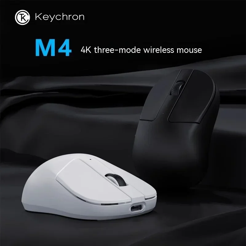 Keychron M4 4k Mouse Tri Mode Bluetooth Wireless Paw3395 E-Sports Mouse Ergonomics Lightweight Pc Gamer Accessories Office Gifts