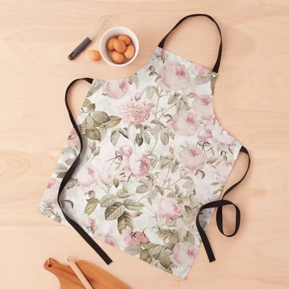 

Sepia Old Vintage Roses on Pink Pattern Apron Women's Dress nail tech supplies waiter Home and kitchen products Apron