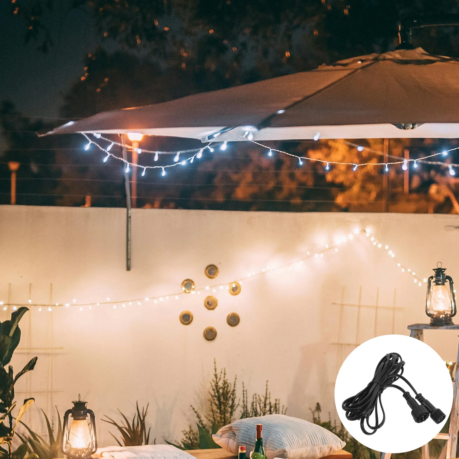 

120 Inch Waterproof Extension Cable for String Lights Flexible for Indoor Outdoor Christmas Lights Landscape Spotlight Eu