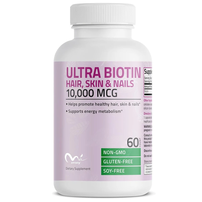 Super biotina 10000 mcg suplemento de saúde para cabelos, pele e unhas, sem OGM, 60 cápsulas vegetarianas