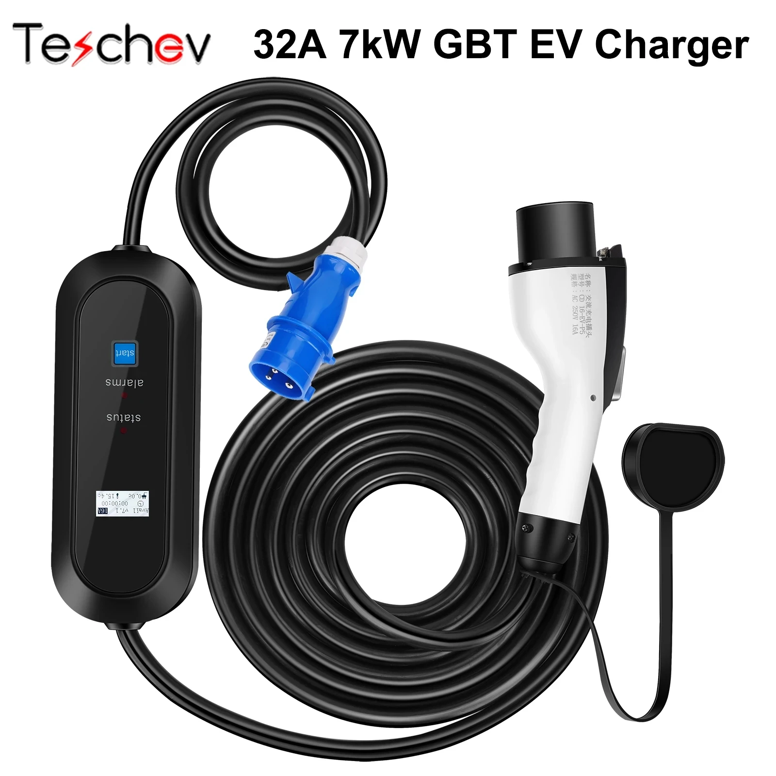 

Portable Level 2 10A/16A/20A/24A/32A GBT EV Charger Portable Car Charger GBT CEE Plug Timer Charging Wallbox Fast Charge Cable