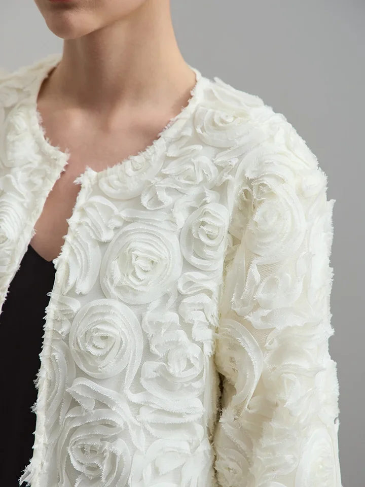 AMII Women's Short Floral Jacket O-Neck 2025