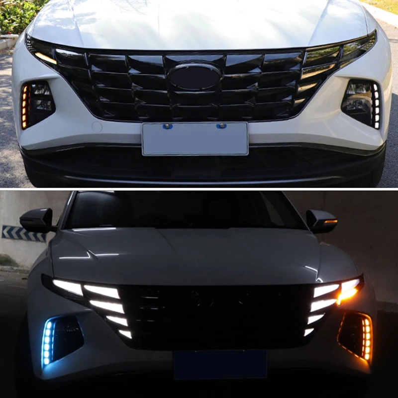 Dla Hyundai Tucson 2022 2023 2024 2025 kolorowy dynamiczny wskaźnik DRL światła do jazdy dziennej LED zamienniki akcesoria samochodowe