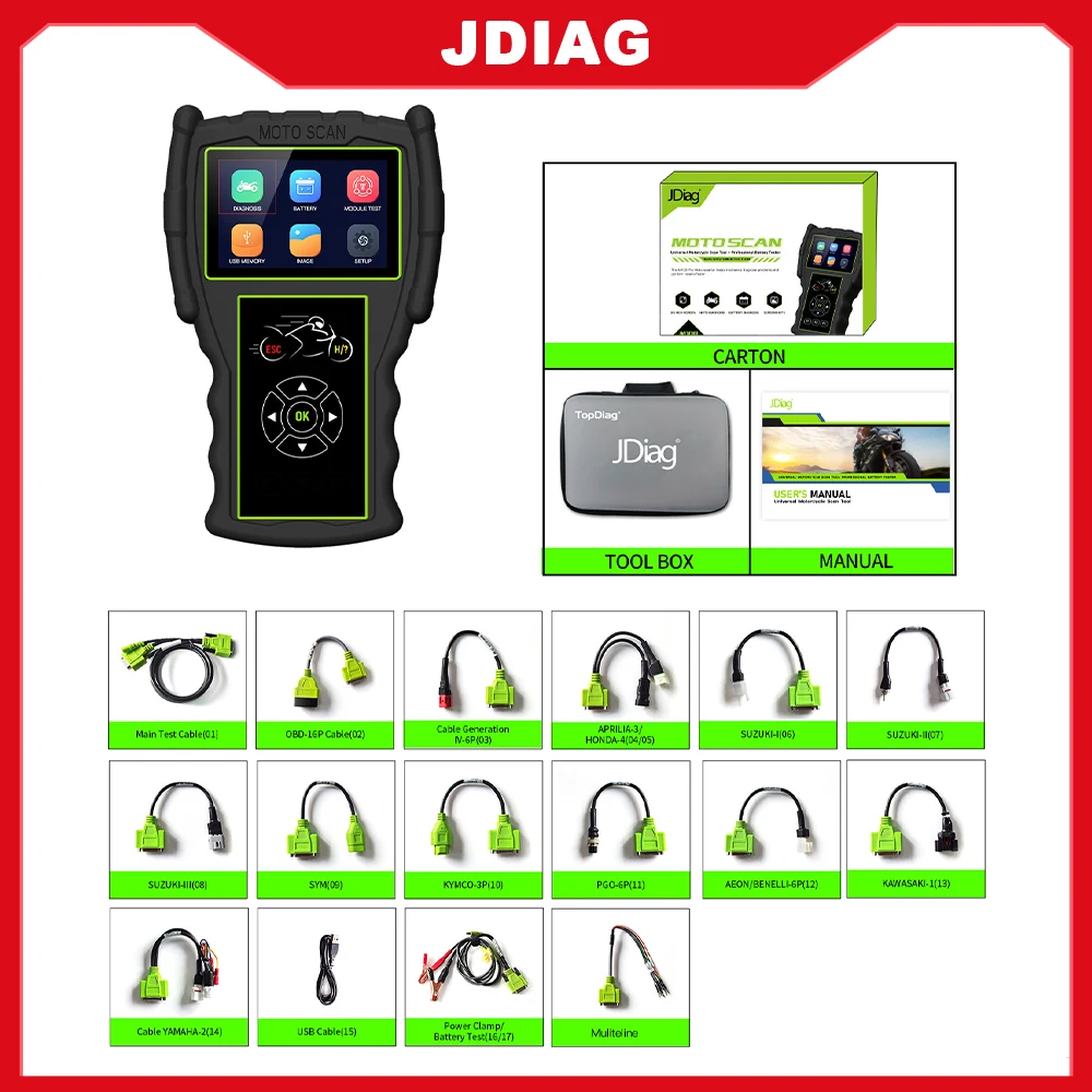 JDiag M100 Pro Motorcycle Diagnostic Scanner OBD2 Fault Diagnostic Tools Scan Code Reader For KTM Honda Yamaha Kawasaki Suzuki