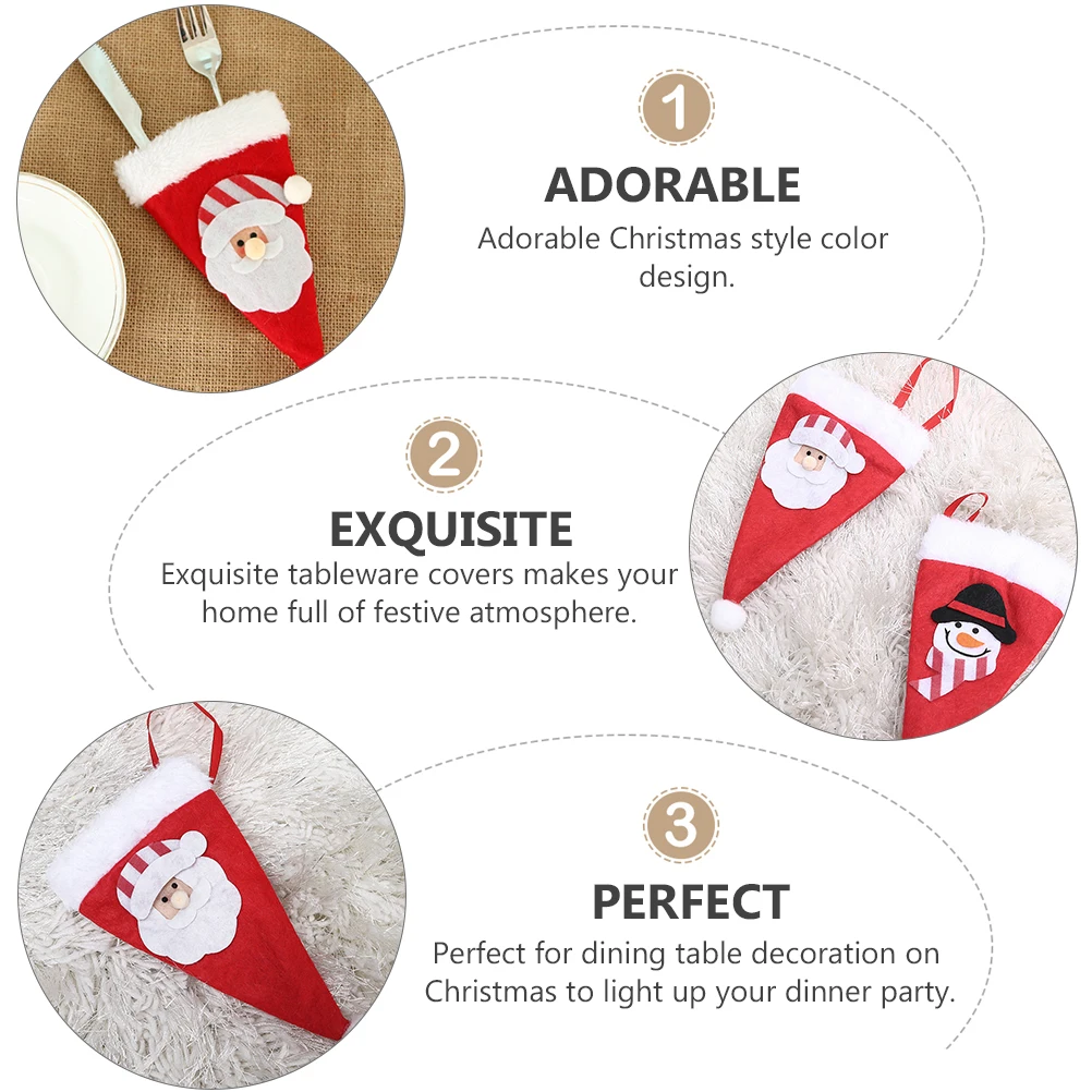 

8 Pcs Christmas Cutlery Set Xmas Tableware Sleeves Forks Covers Silverware Elder