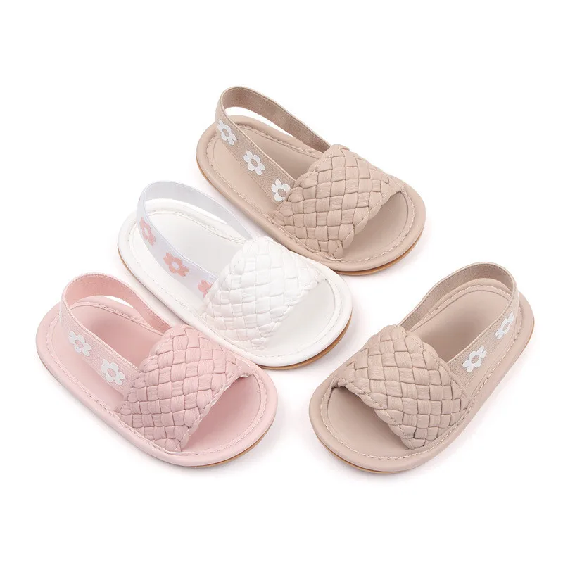 Baby Sandals Summer Outdoor Hook-Loop Flat Rubber Sole Anti-slip Toddler First Walkers Infant Shoes