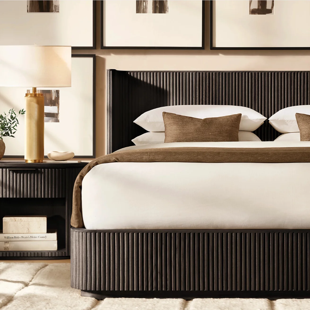 High Quality Luxury Oak Bedroom Furniture, Modern Handmade extra Large Wooden Bed Frame - view 5