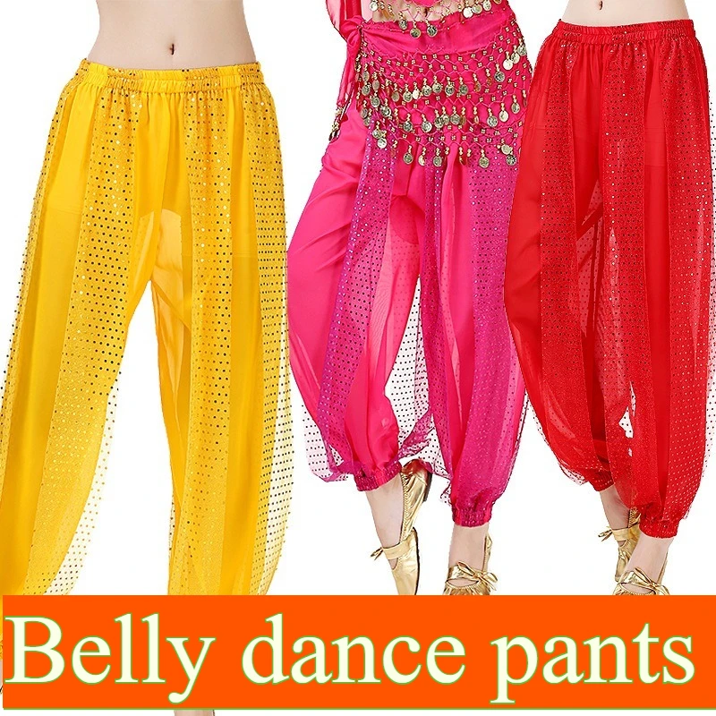 الرقص الشرقي أسفل ارتداء الرقص السراويل الأداء الهندي زي الرقص الترتر الشيفون السراويل مرحلة الأداء البنطلونات السراويل