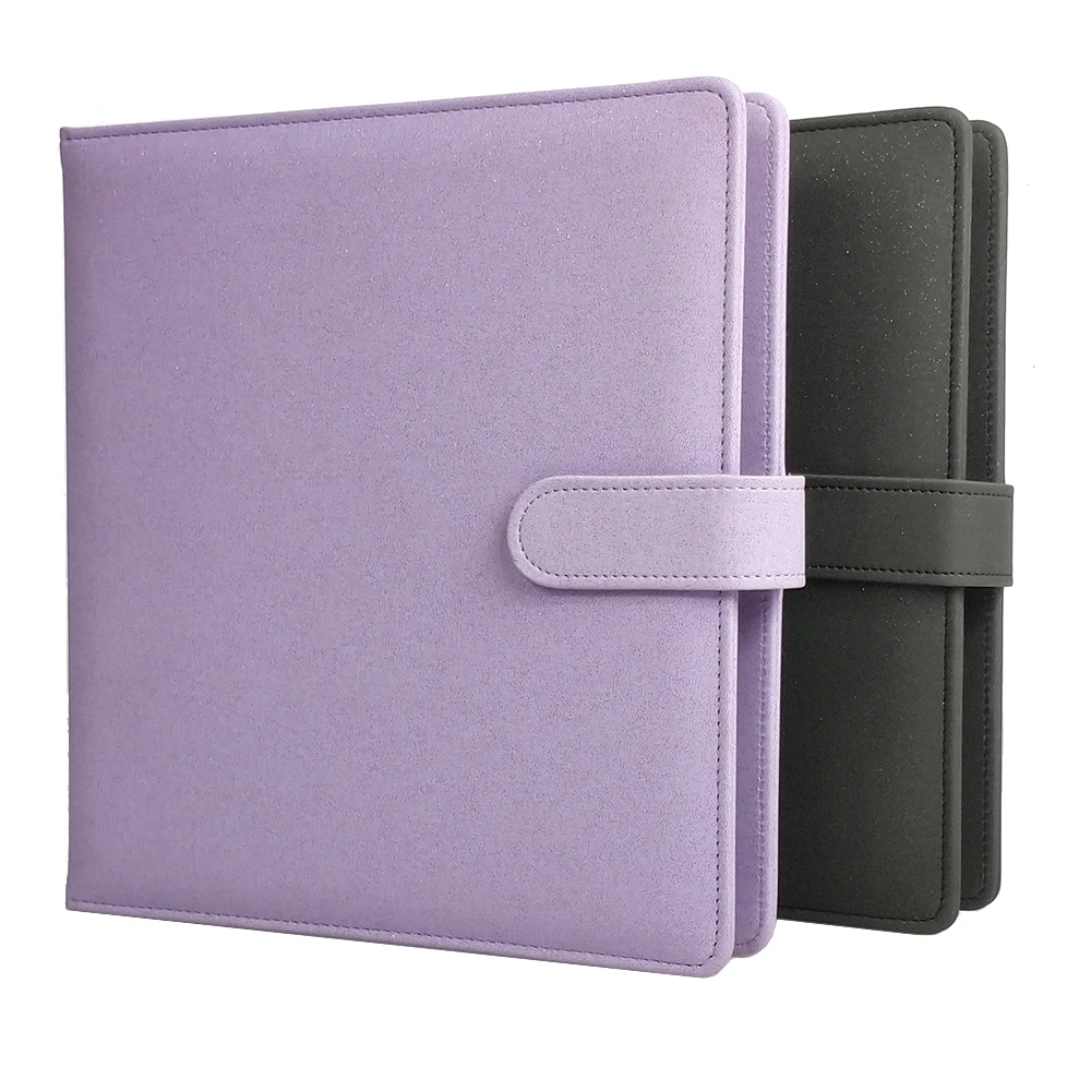 A5 3 Ring Glitter PU Leather Binder with Magnetic Buckle Refillable 4×6 Photo Album Notebook Stationery