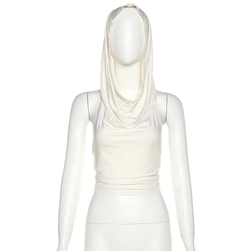 Fashion Solid Hooded Backless Summer Clothes for womans 2024 New Sleeveless Vest Street Casual Spice Girl Clothing Hot