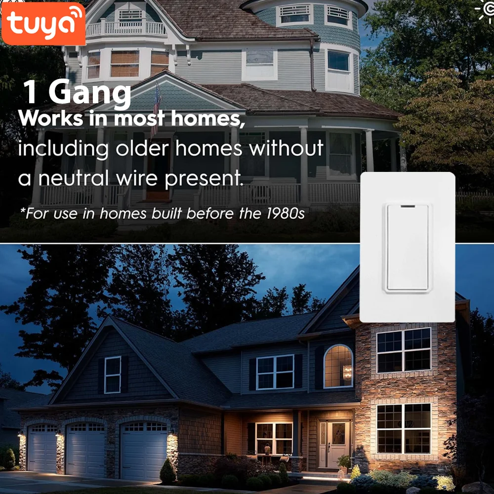 Jianshu Tuya Wifi Smart Switch Zigbee Smart Lights Witch 3 Gang Push Switch Neutral Wire/No Neutral Wire Work with Alexa Google