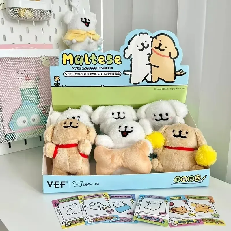 Maltese Line Puppy Puppy Diary Series Plush Blind Box Cute Action Figure Collection Model Toy Cartoon Decor Birthday Gift