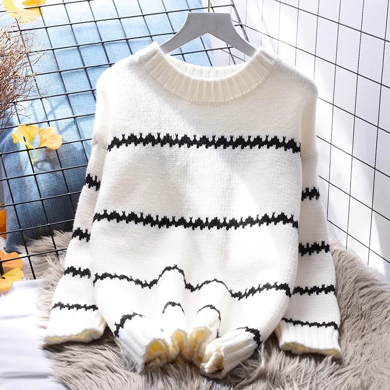 

Autumn Winter Thiened Knitted Sweater Women's Base Layer Trendy Dongguan antou Big Wave Guangdong ip Ladies Knitwear