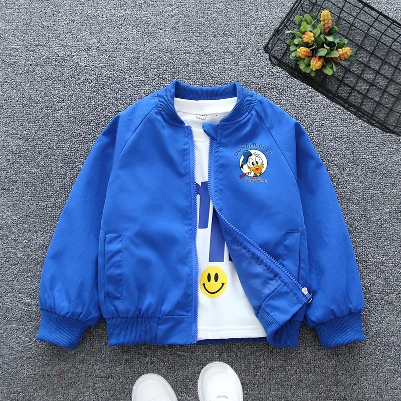 New Autumn Baby Boys Girls Jacket Fashion Cartoon Donald Duck Print Outerwear for Kids Clothes Spring Children Windbreaker Coats