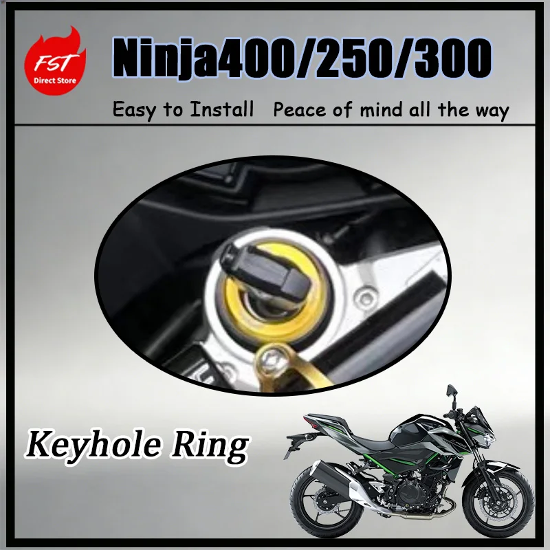 FOR Ninja250/300/400 CNC Aluminum Ignition Key Hole Decor Ring Self-Adhesive Ignition Switch Surround Cover Original Motorcycle