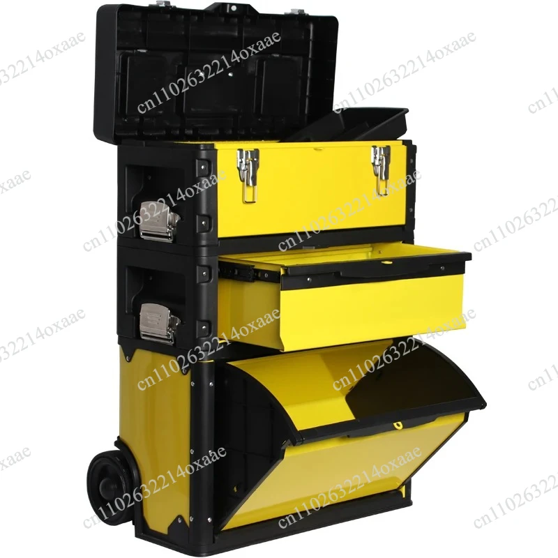 Multi functional modular handcart toolbox, wheeled mobile hardware storage box with handle,suitable for industrial organizations