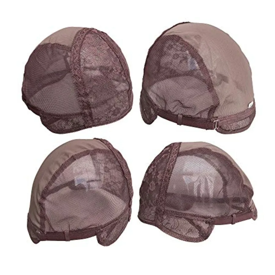 

Double Lace Wig Cap for Making Wigs with Adjustable Straps on the Back Swiss Lace Hairnet Medium 22.5inch, Light Brown