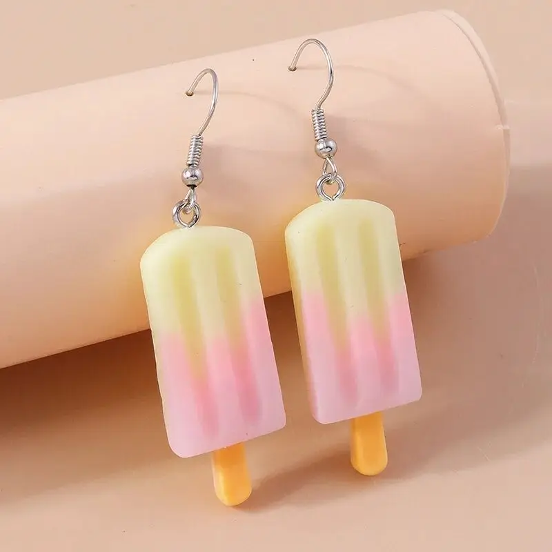Neue Nette Harz Simulation Lebensmittel Ohrringe für Frauen 3D Popsicle Eis Ohrringe Mädchen Kinder Schmuck Geschenke