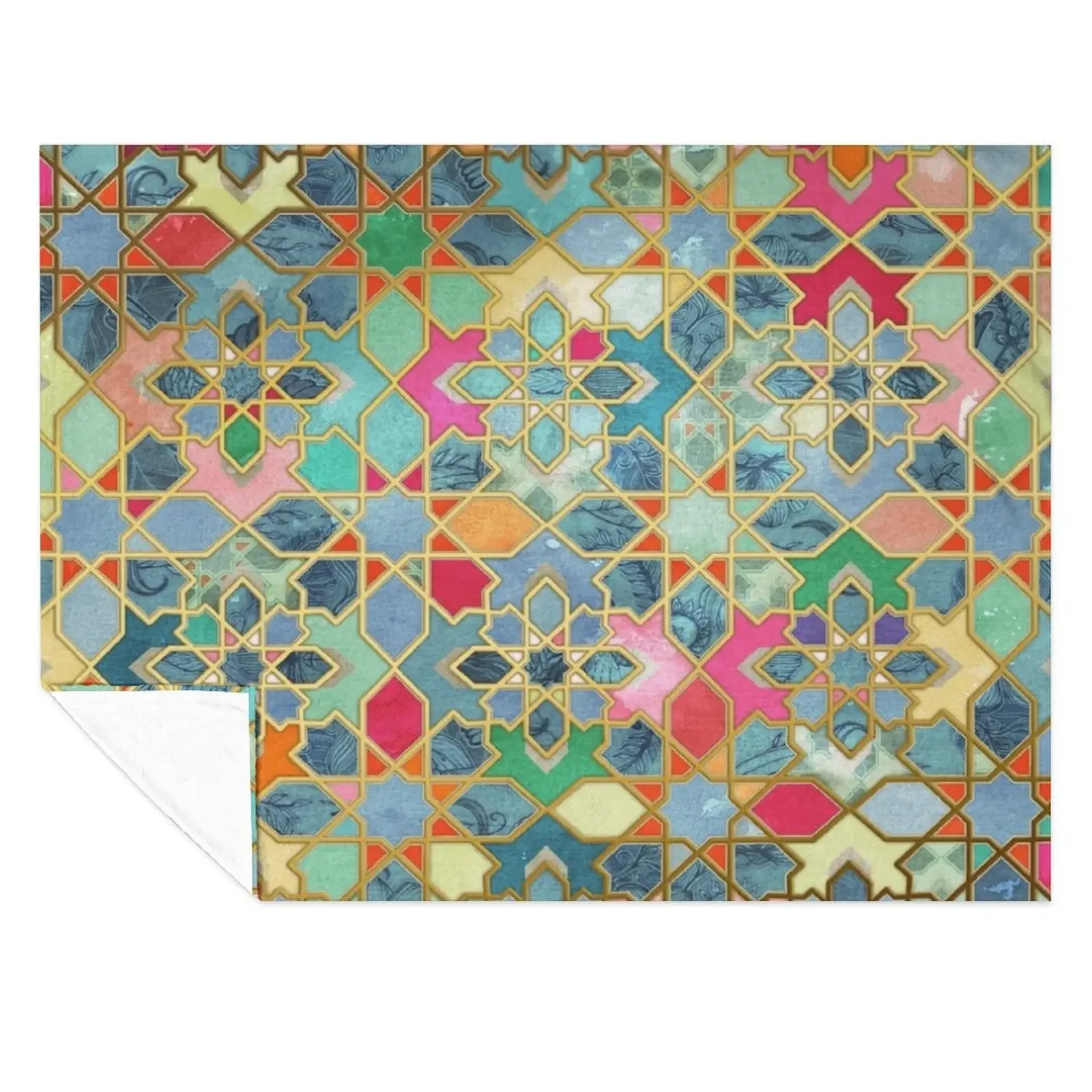 

Gilt & Glory - Colorful Moroccan Mosaic Throw Blanket For Baby Plaid Blankets For Sofas Thermals For Travel Blankets