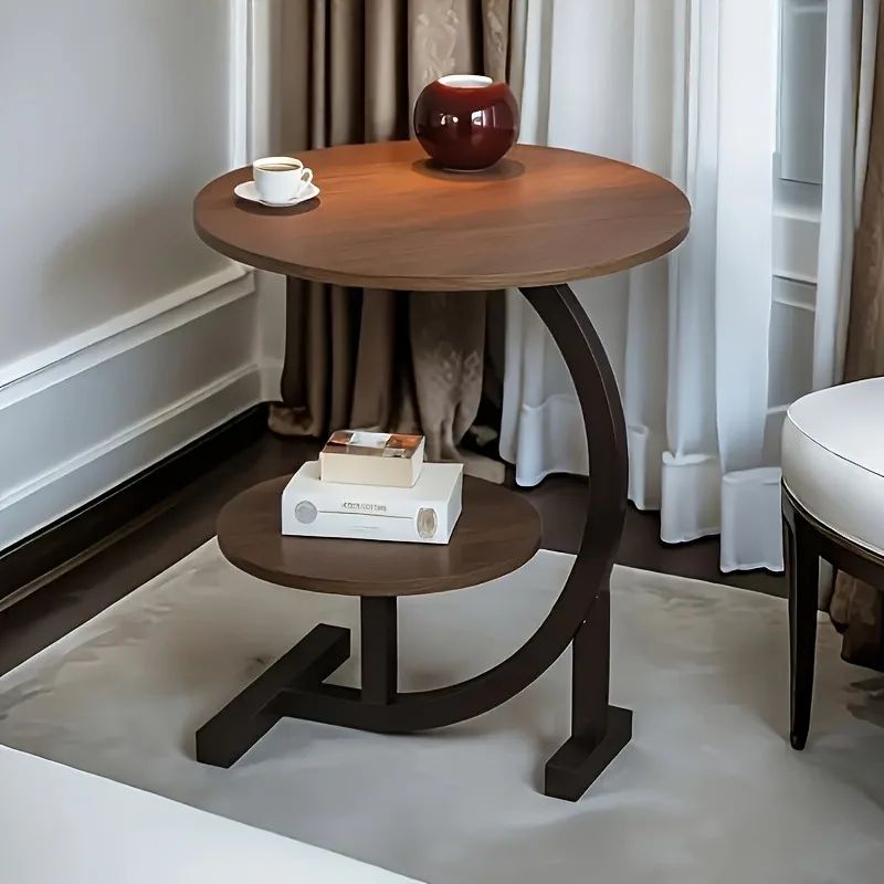 Modern Expandable Double Layer Coffee Table - Wooden Top, Durable, Portable, Multifunctional with Storage Shelf for Living Room