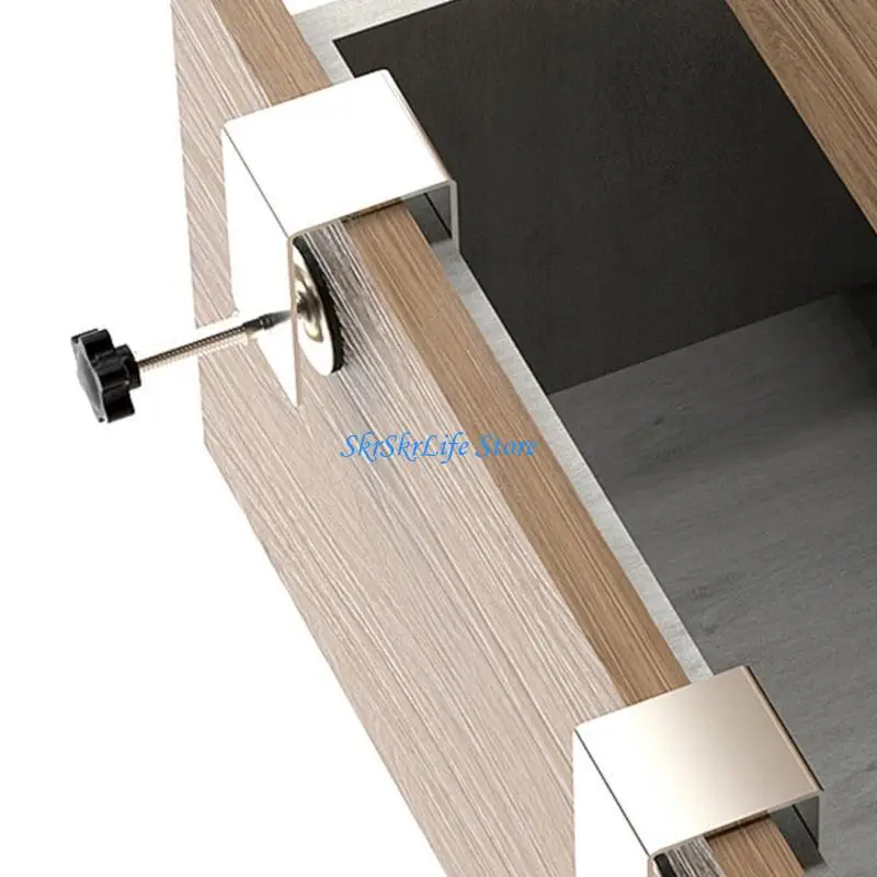 E65E Drawer Installation Helper with 2mm Drawer Clamp, Stainless Steel Drawer Fastener with Big Silicone Protective Pads