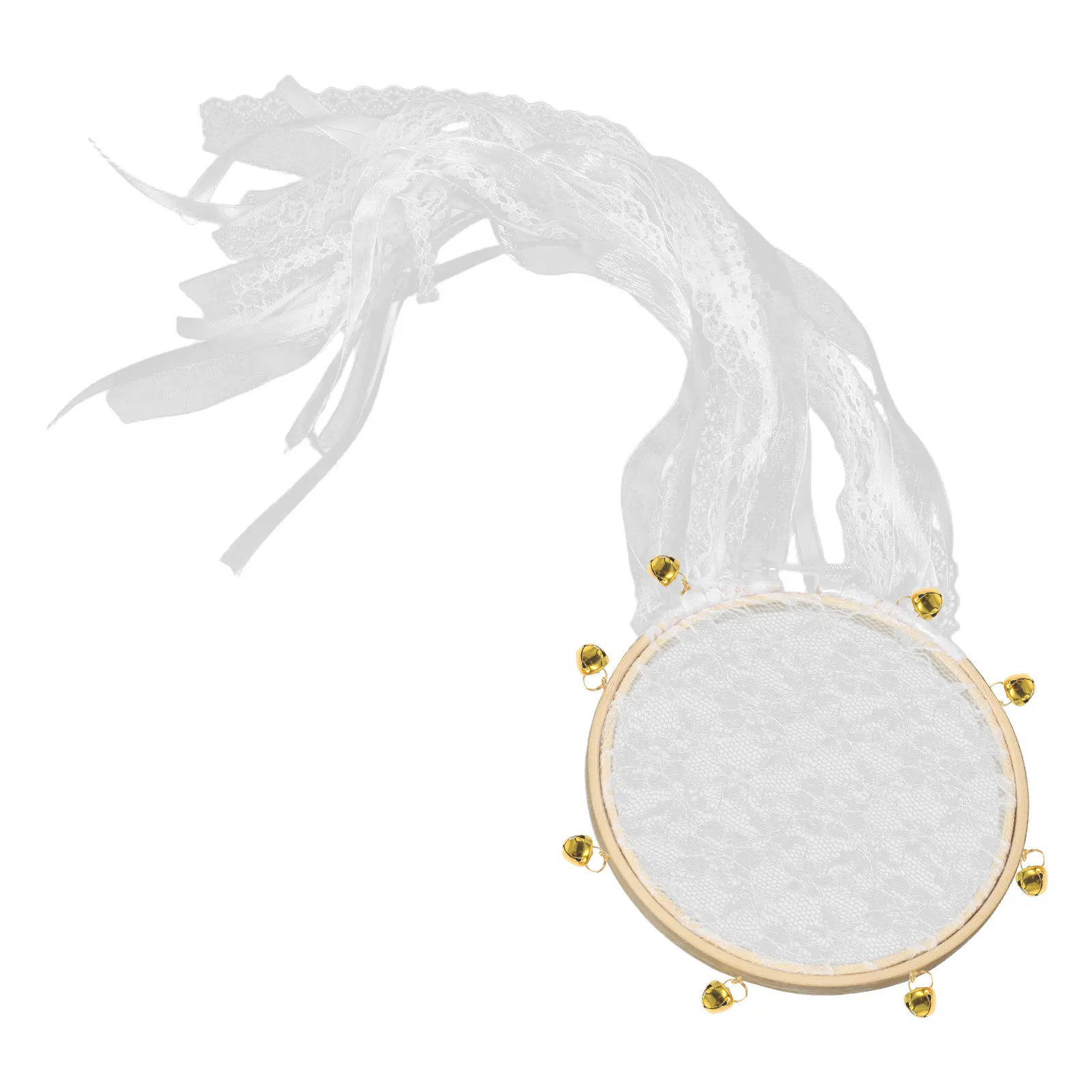 Boho Wedding Bell Lace Drum Decoration Romantic Elegant Hanging Decor for Ceremony Backdrop Living Room Nursery Boho Wall