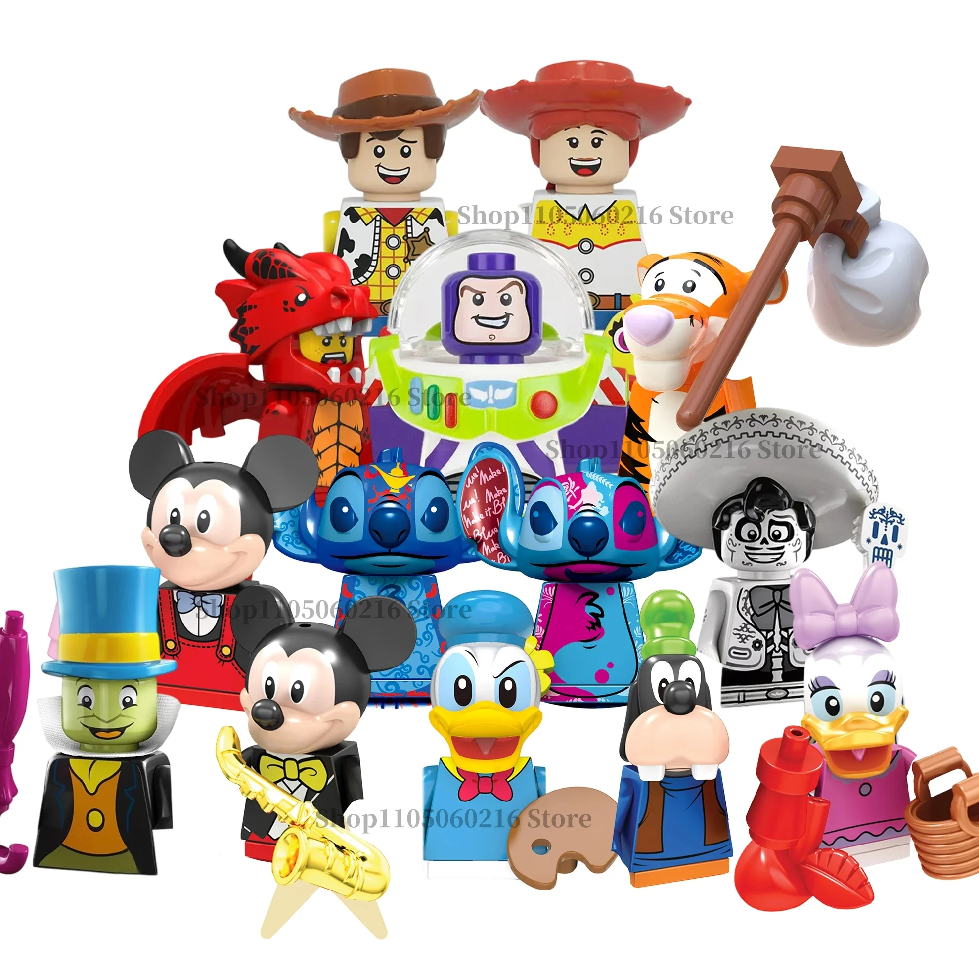 

Disney Cartoon comic Blocks Bricks Pooh Bear Piglet Mini character building blocks Hot toy children's party gift