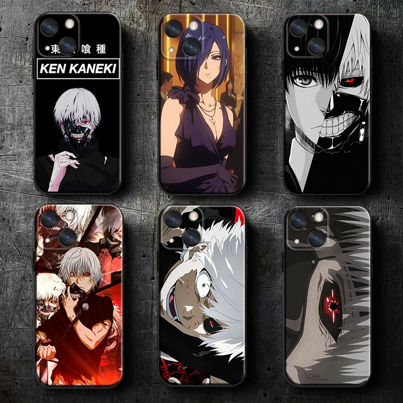 Anime Tokyo Ghoul Cute Apple iPhone Case For 16 15 14 13 12 11 Mini XS XR X Pro Max Plus Black Soft Cover