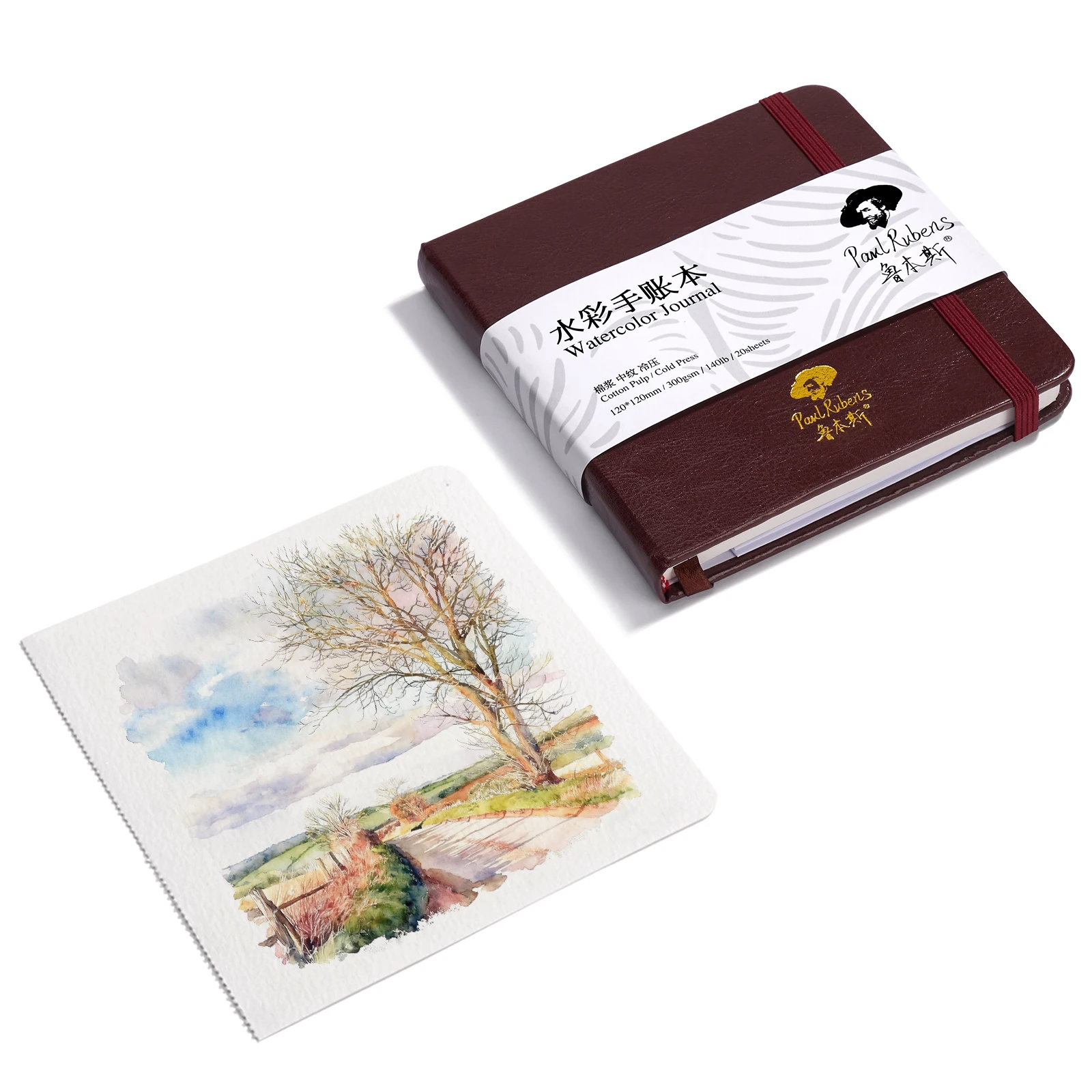Paul Rubens Square Watercolor Sketchbook 4.72x4.72in 100% Cotton Cold Press 140LB/300GSM 20 Sheets for Watercolors Gouache