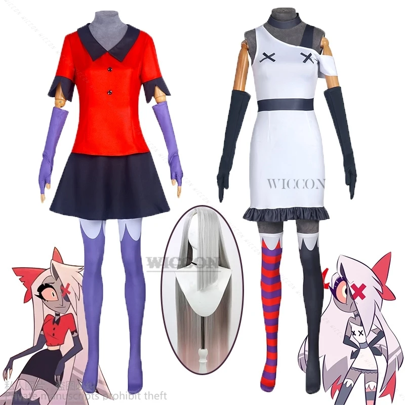 Anime Hazbin Cos wig Hotel Vaggie Cosplay Costume Uniform Adult Men Women Party Devil Radio Demon Carnival Halloween Full Set