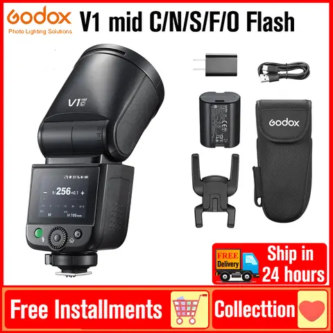 GODOX V1 mid Speedlite Li-ion Round Head Camera Flash TTL Wireless Speedlight For Canon Sony Nikon Fuji Olympus DSLR Cameras