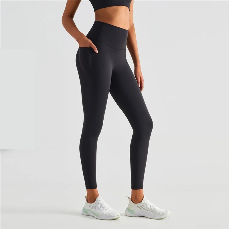 Solid Color Comprehensive Training Soft Women Sports Pants Tight Run Gym Clothing Gym Legging Yoga Workout Fintess Side Pocket