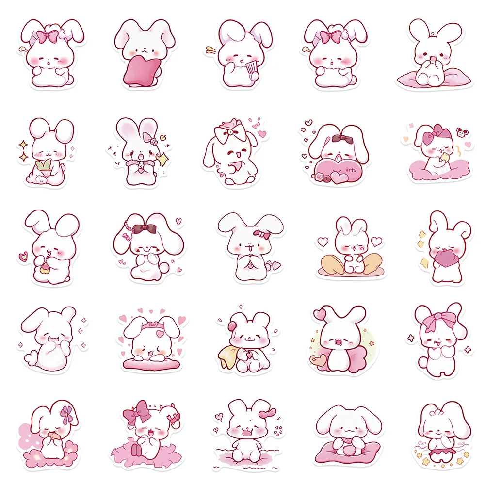 50pcs Cartoon Pink Rabbit Series Graffiti Stickers Suitable for Helmet Desktop Wall Decoration DIY Sticker Pack Wholesale