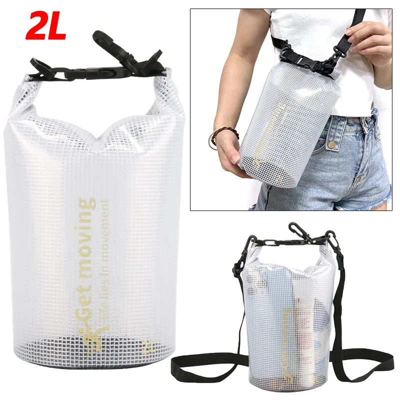 2L PVC Waterproof Dry Bag Pack Sack Mesh Bag Portable Outdoor Sport Swimming Storage Bag Pack Sack Rafting Kayaking Camping