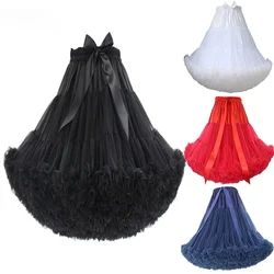 Women's Soft Puffy Tulle Tutu Petticoat Costume Multi-Layer Sweet Lolita Pleated Tulle Underskirt Party Cosplay Dance Skirt 55CM