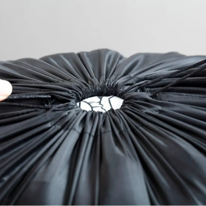 Black Foldable Storage Bags Waterproof Nylon Large Laundry Bag Machine Washable Sturdy Material Drawstring Closure  94x120cm