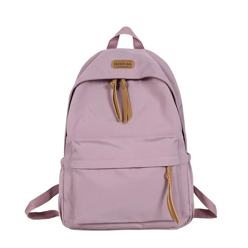 New Backpack Women's Solid Color 5 Color Junior High School Senior High School Student Schoolbag Simple Large Capaci School Bags