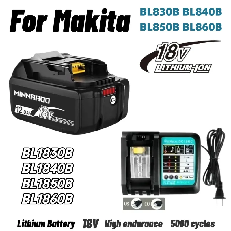 

Для аккумулятора Makita 18 В, 6 Ач, литий-ионный аккумулятор 18650, подходит для электроинструмента Makita, BL1860B, BL1850, BL1840