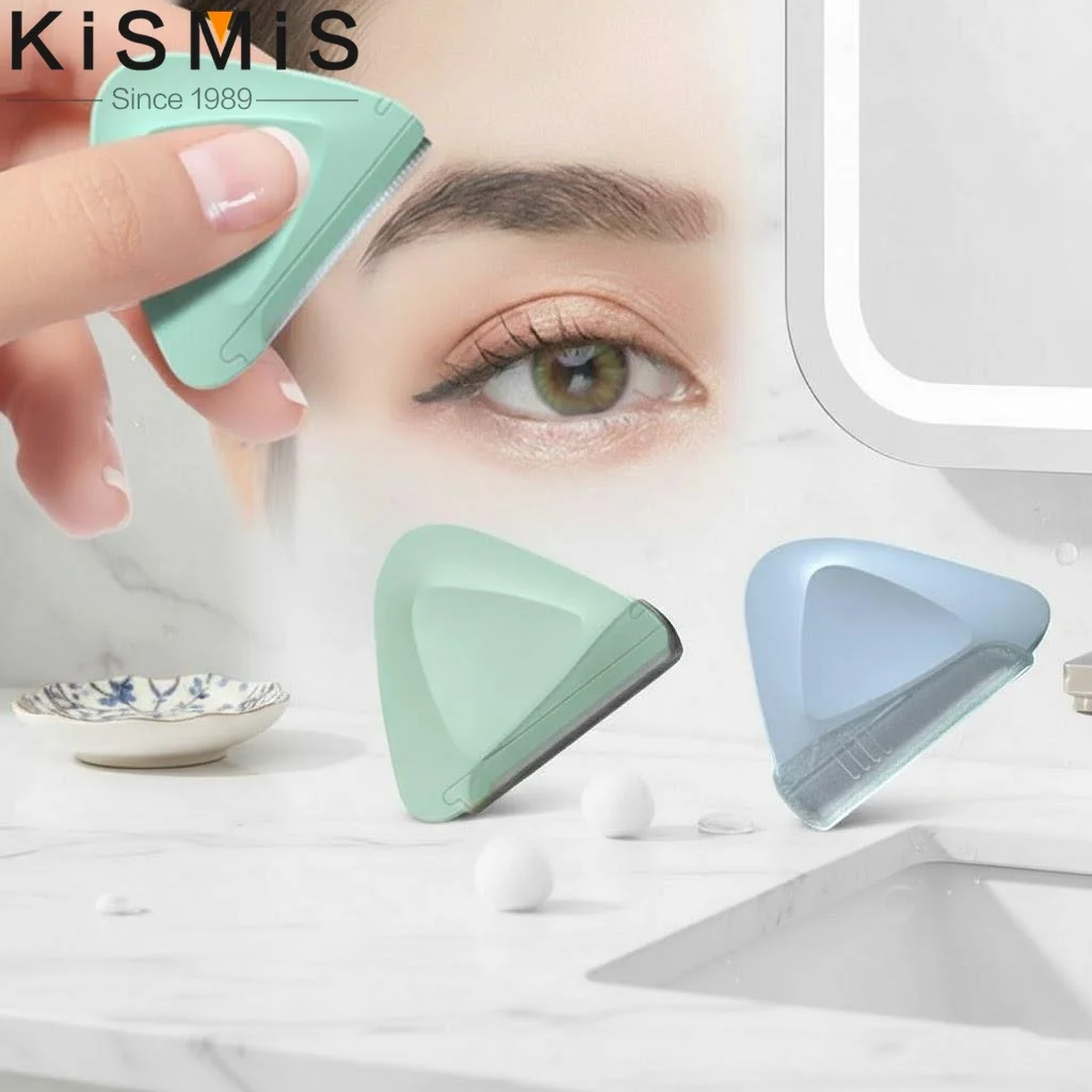 Eyebrow Razor 2PCS Triangle Shaving Knife Face Brows Trimmer Painless Safe Portable Beauty Tool Random Color
