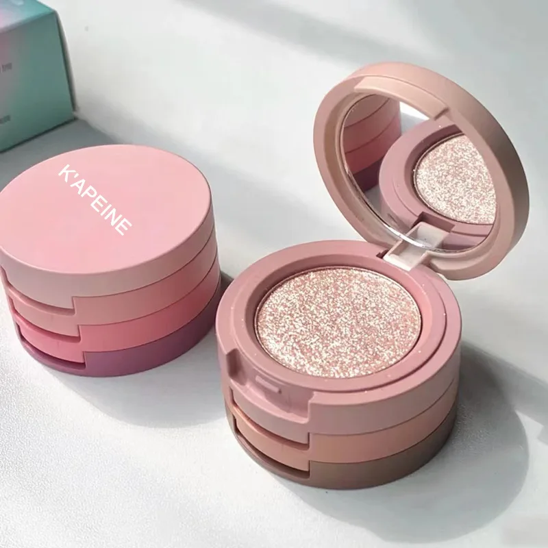 Three-layer Sandwich Eyeshadow Pearlescent Matte Flash Grooming Earth Color Ribbon Mirror Nose Profile Makeup Palette Makeup