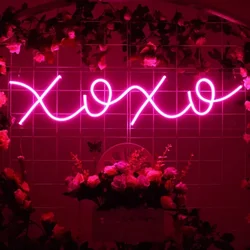 XOXO Neon Sign LED Neon Light USB Powered Lamp Home Decoration For Bedroom Man Cave Aesthetic Wall Decor Wedding Birthday Gift